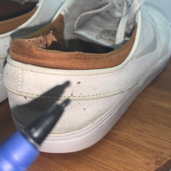 Nike SB Zoom Stefan Janoski Mens Size 8.5 White Ostrich Skate Shoes 616490 102 - Picture 10 of 13